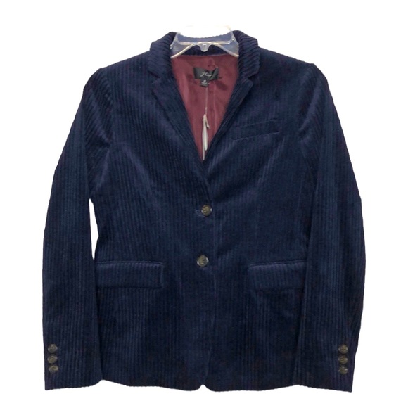 J. Crew Jackets & Blazers - NWT- J. CREW Style K1147 Navy Blue Wide Wale Corduroy Button Front Blazer Size 8